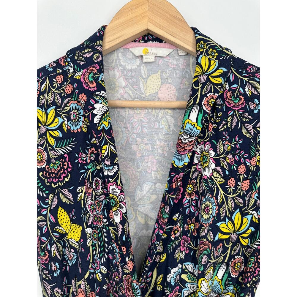 Boden Lavinia Jersey Wrap Dress Floral Print Short Sleeve Midi Tropic Meadow - Picture 4 of 12